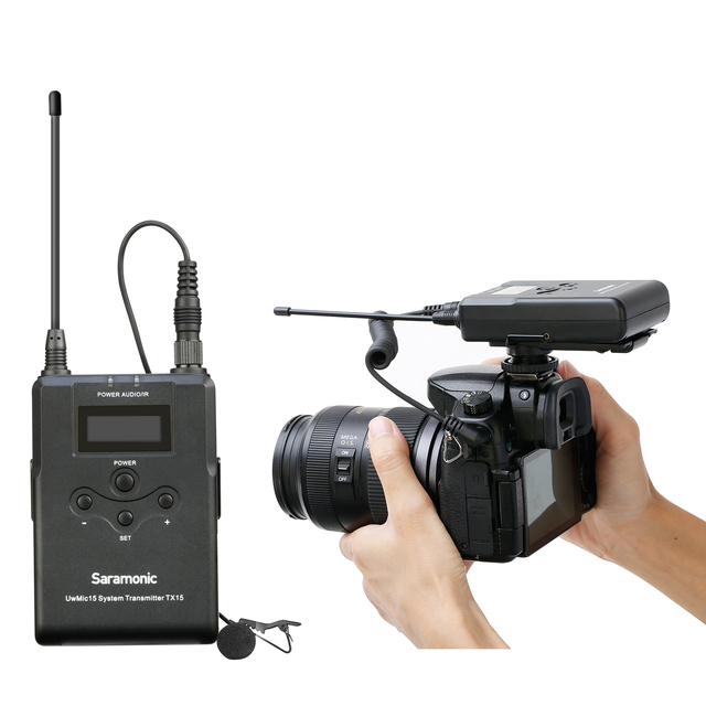 Saramonic UwMic15 16 Channels UHF Video Broadcast Interview Lavalier Wireless Microphone System for DSLR Camera Sony Camcorder