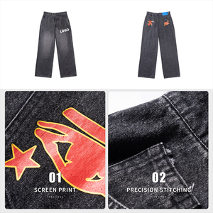 <span class=keywords><strong>Jeans</strong></span> Casual da <span class=keywords><strong>Uomo</strong></span> <span class=keywords><strong>in</strong></span> Cotone 100% Personalizzati, a Gamba Dritta, <span class=keywords><strong>Vita</strong></span> Elastica, Eco-Friendly, Stampa Personalizzata, Lavaggio Acido Vintage - Product Image 4