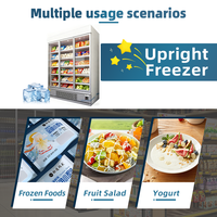 Congelador vertical comercial con puertas de vidrio para supermercado, vitrina expositora vertical de helados