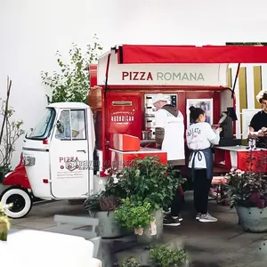 Eropa dan Amerika makanan troli panas anjing berdiri es krim truk makanan listrik sepeda roda tiga Ape truk makanan truk Pizza untuk dijual