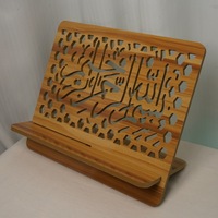 Support de Coran en bois directement de l'usine, calligraphie arabe, support de livre sculpté creux, fournitures de récitation religieuse