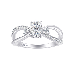 New Arrival 925 Sterling <b>Silver</b> Romantic Party Fashion Jewelry Engagement <b>Ring</b> 5*7mm White Oval Cut Cubic Zircon Rhodium Plated - Product Image 1