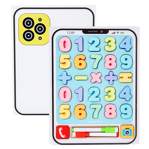 Puzzles en bois alphabet et chiffres pour tout-petits, jouets éducatifs pour enfants, puzzle portable <span class=keywords><strong>de</strong></span> voyage avec tableau <span class=keywords><strong>de</strong></span> <span class=keywords><strong>dessin</strong></span>, type iPad - Product Image 1