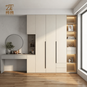 Trending Modern Cream Customizable Eco-Friendly Durable Solid Wood Bedroom Wardrobe <strong>Dressing</strong> <strong>Table</strong> <strong>with</strong> Mirror for Home Bedroom - Product Image 1