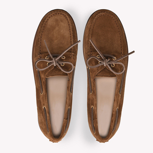 Chaussures <span class=keywords><strong>bateau</strong></span> en cuir véritable et daim pour femme, à lacets, mocassins à bout rond, plates, décontractées, vente en gros, OEM, personnalisables - Product Image 3