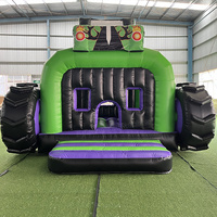 Château gonflable géant Monster Truck vert et noir, jeux gonflables d'extérieur, château rebondissant