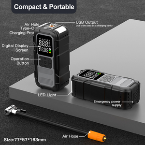 Máy khởi động bình ắc quy ô tô tích hợp máy nén khí 150PSI, di động, có chức năng tự ngắt và bơm lốp với đèn LED - Product Image 3