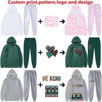 Ensemble Sweat-shirt à Capuche Personnalisé en Gros Unisexe Hommes Femmes Ensemble Deux Pièces Survêtement Hoodies Vides