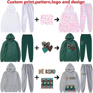 Bán Buôn Tùy Chỉnh Áo Nhà Cung Cấp Unisex Hoodie <span class=keywords><strong>Set</strong></span> Người Đàn Ông Phụ Nữ Hai Mảnh Sweatsuit <span class=keywords><strong>Set</strong></span> Trống Hoodies - Product Image 3