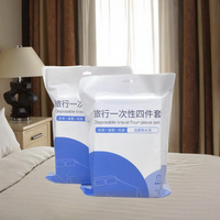 Échantillon gratuit ensemble de lit de quatre pièces jetable de voyage personnalisable housse de couette drap plat housse de lit ensemble de draps tissés