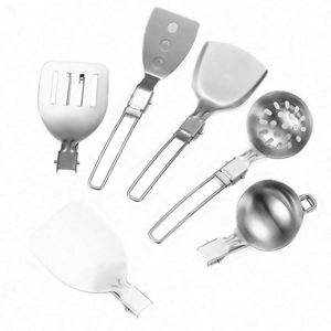 Ensemble d'outils de cuisine multifonctionnels portables pour le camping et les pique-niques, pliables, en acier inoxydable 304, 6 pièces, écologiques, pelle et cuillère - Product Image 5