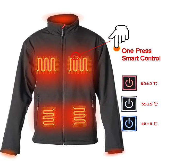Chaqueta eléctrica de invierno de 7,4 V, chaqueta calefactable con batería, prenda para correr, ciclismo, senderismo, patinaje