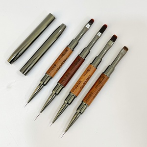 Double Head Nail <b>Brush</b> Wooden Handle High-quality Nail <b>Brush</b> Liner Factory Custom Nail Art <b>Brush</b> - Product Image 3
