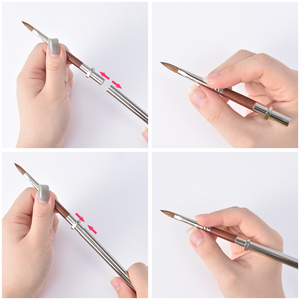 KADS Offre Spéciale – Ensemble de Pinceaux Acryliques en Martre Kolinsky avec Manche en Bois Rouge et Support pour Stylo – Outils de Manucure pour Extension d'Ongles et Sculpture - Product Image 6