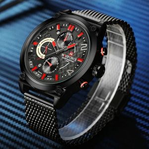 Montres pour hommes NAVIFORCE 9068, quartz de luxe, acier inoxydable, bracelet en maille, chronographe étanche, montre-bracelet pour homme, multifonction, Reloj - Product Image 2