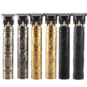 Usb recargable inalámbrico cero Gapped Vintage T9 Trimmer profesional peluquero máquina para cortar cabello <span class=keywords><strong>0</strong></span> <span class=keywords><strong>mm</strong></span> Golden Hair Clipper - Product Image 1