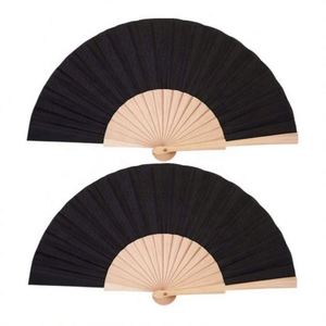 Éventail pliant en lin de 23 cm, décoration artisanale, cadeau, en bois, pour hommes, femmes et filles - Product Image 2