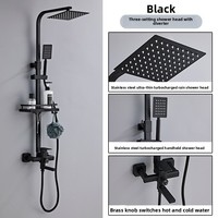 Ensemble de douche domestique en cuivre, robinet chromé mural, pommeau de douche pressurisé effet pluie et jet à bulles, design moderne carré, durable