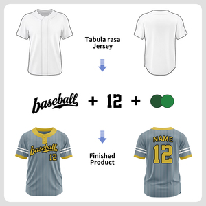 Maillot de baseball vierge en gros pour impression numérique, logo, nom, uniforme sportif, boutons cousus, maillot de baseball personnalisé pour homme Pbq2502 - Product Image 2