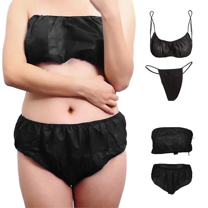 Camisola de malla para salón de belleza para mujer, conjunto de bragas de cadena G, Top corto desechable de Hospital, sujetador y bragas para Spa de masaje