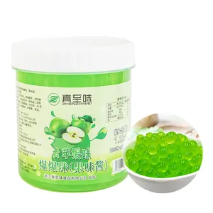 China Merk Premium Kwaliteit Bursting Boba Goede Smaak Groene Appelsmaak Fruit 1.2Kg Popping Boba Voor Bubble Tea