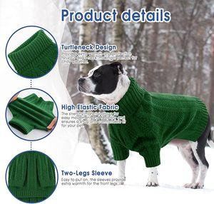 Suéteres Personalizados de Color Sólido para Mascotas, Perros Pequeños, Niñas y Niños, Suéter Navideño de Cuello Alto, Suéter Tejido, Ropa para Mascotas - Product Image 3