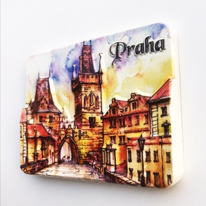 Souvenir Turistico Minimalista di Praga, Repubblica Ceca, Decorazione Artigianale, Magnete UV per Frigorifero 7-9cm, Fornitura Transfrontaliera - Product Image 4