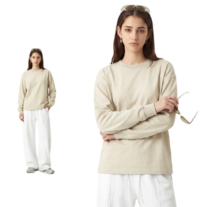 T-shirt à manches longues en coton 100% 300 g/m², personnalisable, vente en gros, impression graphique, surdimensionné, unisexe, streetwear, sweat-shirt - Product Image 4