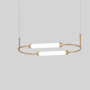 Guzhen OGS al por mayor moderno bronce cepillado de vidrio esmerilado tubo colgante lámpara de luz de la lámpara para la sala - Product Image 3
