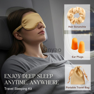 맞춤형 로고 실크 새틴 아이 마스크 조절 가능한 스트랩 나이트 커버 수면 마스크 여성 남성 비행기 여행용 내구성 있는 안대 액세서리 - Product Image 6