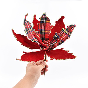 Modern Style 30CM Red Plaid Fabric DIY <b>Christmas</b> <b>Flower</b> <b>Tree</b> Decoration Rattan Circle Props for <b>Flower</b> Shops - Product Image 4