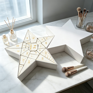 Custom Eco-Friendly Reusable Star-Shaped <strong>Advent</strong> <strong>Calendar</strong> <strong>Box</strong> 24 Numbered Flaps | Rigid Packaging Detachable Lid | <strong>Box</strong> - Product Image 1
