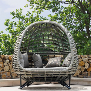Fauteuil <span class=keywords><strong>suspendu</strong></span> d'extérieur de style moderne, canapé-lit, en rotin PE, coussins inclus, résistant aux UV, pour cour, parc, hôtel, salle à manger, villa - Product Image 5