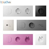 Interruptor de Pared Mecánico de Plástico Touchmi EU de 2 Botones, 86*228mm, Unipolar, para Hogar y Hotel, Conexión Rápida