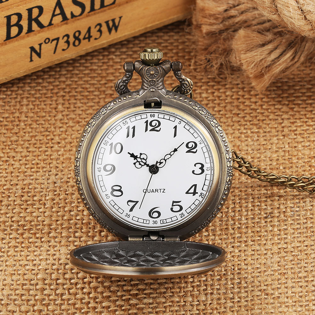 Orologio Da Taschino Uomo Donna Vintage Bronzo – Steampunk Al Quarzo Con Catena – Regalo
