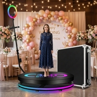 Plateforme de photomaton rotative automatique à 360° de 40 pouces avec éclairage annulaire LED RGB personnalisé pour location événementielle (fêtes, mariages)