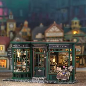 Yuyang <span class=keywords><strong>CuteBee</strong></span> limite de noël 3D Puzzle en bois maison de poupée de noël bricolage Miniature livre Nook pour cadeau de noël arbre maison - Product Image 1
