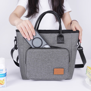 Crossbody Lunch Bag Insulated Large Capacity Women Travel Handbag Rose Red Gray Navy Blue Black - Product Image 2