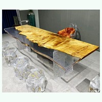 Table de salle à manger en bois de noyer massif de luxe, avec plateau en résine époxy, idéale pour café, cuisine, restaurant, directement de l'usine