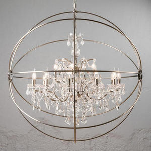 Lampadario in cristallo Orb 18 luci in ferro battuto <span class=keywords><strong>rococò</strong></span> del 19 ° secolo per ristorante - Product Image 5