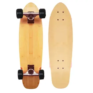 Skateboard nouveau Mini Cruiser, planche courte en bois de bambou, Skateboard à apparence naturelle, accessoire pour les enfants