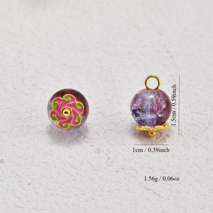 Botones de cristal estilo chino, redondos, imitación jade, con patrón floral, efecto craquelado, de dos tonos, para horquillas y accesorios de cheongsam. - Product Image 3