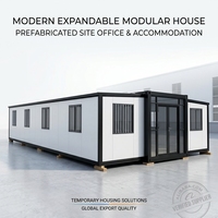 Maison conteneur moderne fonctionnelle à double aile extensible et respirante avec murs épaissis pour hébergement d'urgence sur balcon