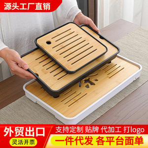 Plateau à thé rectangulaire pour usage domestique, adapté à la préparation à sec des tasses à thé, style japonais, avec infuseur intégré. - Product Image 3