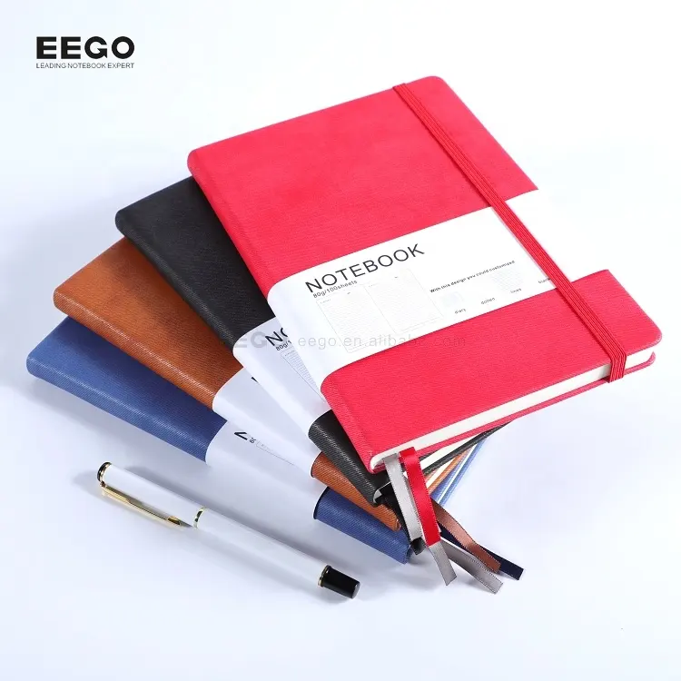 high quality free sample personalized printed pu leather custom a5 hardcover dotted notebook with logo
