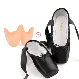 Chaussons de danse classique en satin à talon plat pour filles et femmes, avec lacets en ruban, pour adultes et enfants, avec étui en silicone - Product Image 6