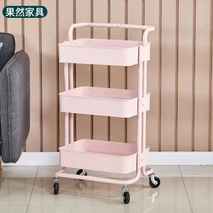 Chariot utilitaire polyvalent à 3 niveaux avec roues en métal Chariot de service de cuisine à domicile avec grand rangement - Product Image 4