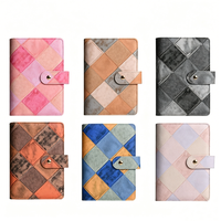 Organiseur de budget A6 en cuir patchwork avec fermoirs magnétiques, pochettes zippées, journal de budget avec enveloppes pour espèces, journal à feuilles mobiles