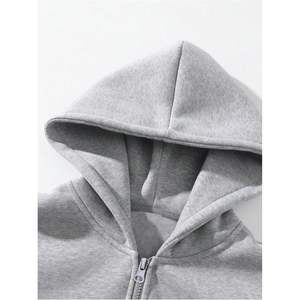 Sweat-shirt à capuche zippé pour homme, manches longues, épaules tombantes, décontracté, en tissu French Terry - Product Image 5