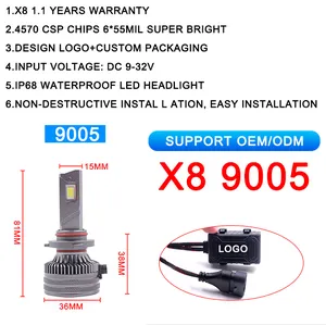200W 12V 24V X8 H7 Led Đèn Pha H4 xe bóng đèn CANBUS 3000K 4300K 6000K 3 màu H1 H8 H9 H11 led 9005 9006 LED Đèn pha bóng đèn